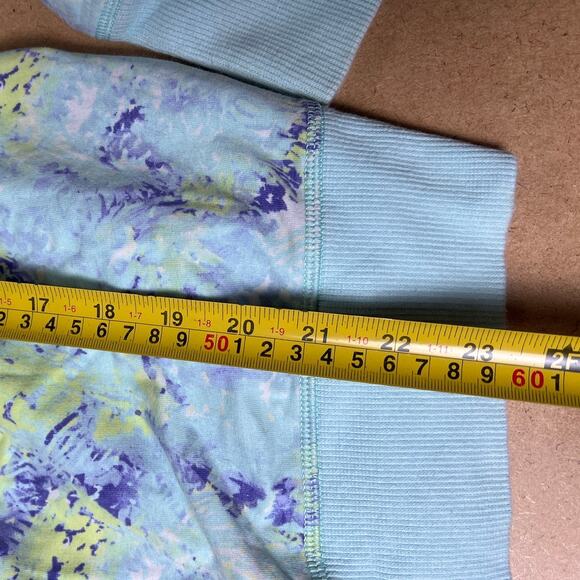 Ivivva Girl's 14 Zip Up Hoodie Sweatshirt Floral Aqua Blue - Picture 4 of 6